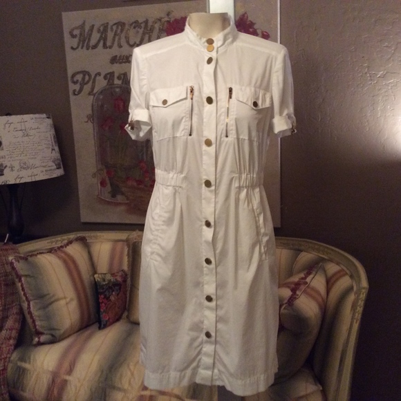 Tory Burch Dresses & Skirts - Tory Burch White Short Sleeve Shirt Dress 2